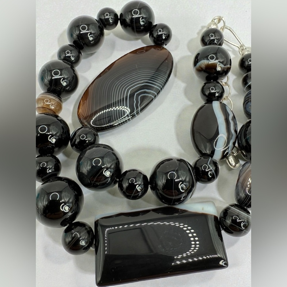 Jay King Mine Finds South African Lace Agate Sterling Silver Necklace 109g 18-20 - Picture 13 of 17